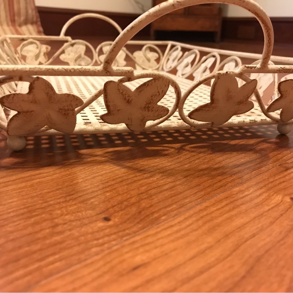Decorative Metal Serving Tray with Lattice Base - Picture 3 of 5